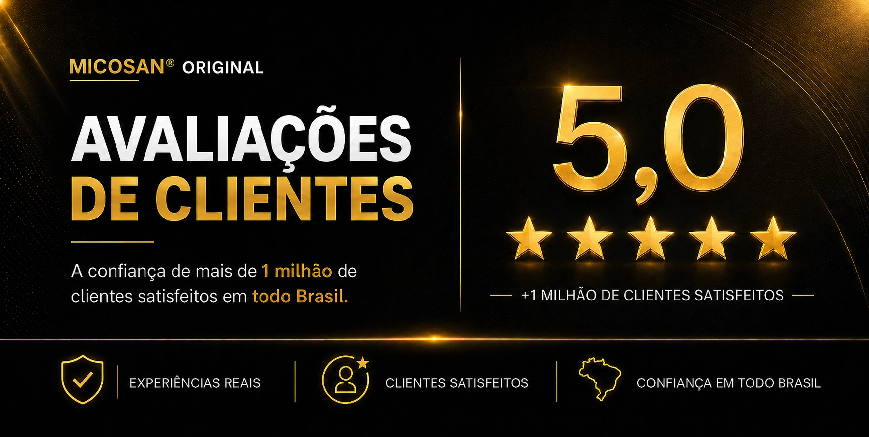 MICOSAN Original: avaliações de clientes, nota 5,0 e mais de 1 milhão de clientes satisfeitos em todo o Brasil